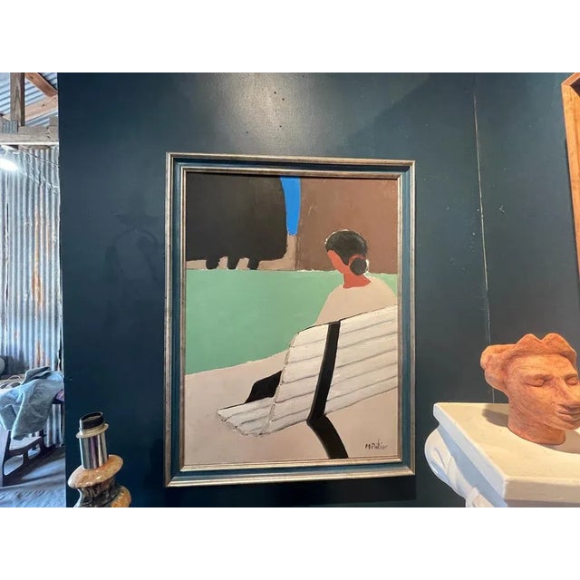 1990s Original Maurice Potier Oil on Canvas | French Contemporary Portrait Painting, Paris, Circa 1991 For Sale - Image 5 of 13
