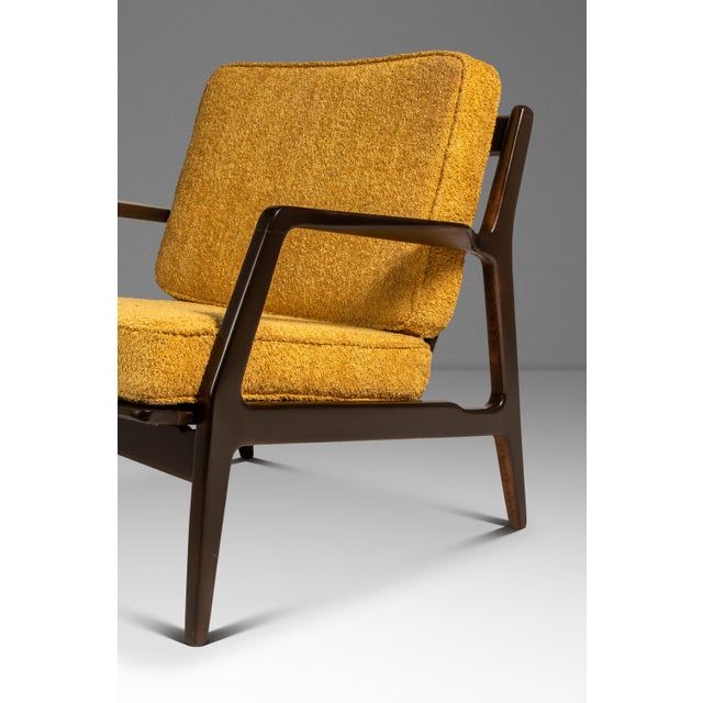 Danish Mid-Century Modern Model 596 Lounge Chair in Beech & Bouclé Attributed to Lawrence Peabody & Ib Kofod Larsen for Selig, Denmark, C. 1950's For Sale - Image 13 of 18