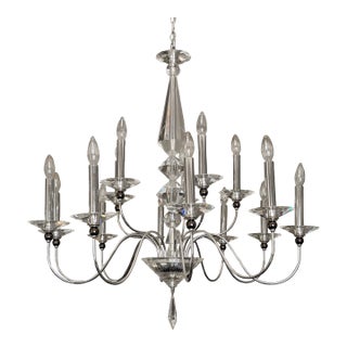 Shonbek Jasmine 15 Light 110v Chandelier in Silver With Clear Optic Crystal Excellent Condition For Sale