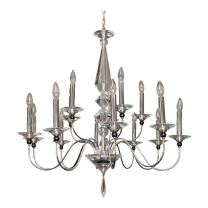 Shonbek Jasmine 15 Light 110v Chandelier in Silver With Clear Optic Crystal Excellent Condition