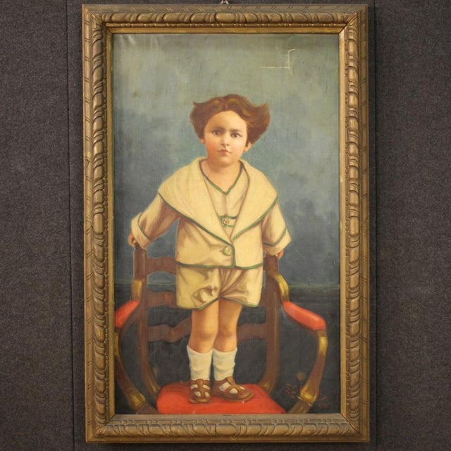Italian Artist, Portrait of a Child, 1921, Oil on Canvas For Sale - Image 17 of 17