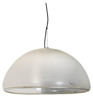 Modern Italian White Acrylic Glass and Metal Dome Shape Chandelier attributed to Guzzini, 1970s