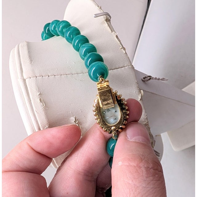 Vintage 1960s Signed Joseph Mazer Faux-Jade Beaded Necklace For Sale In Philadelphia - Image 6 of 6