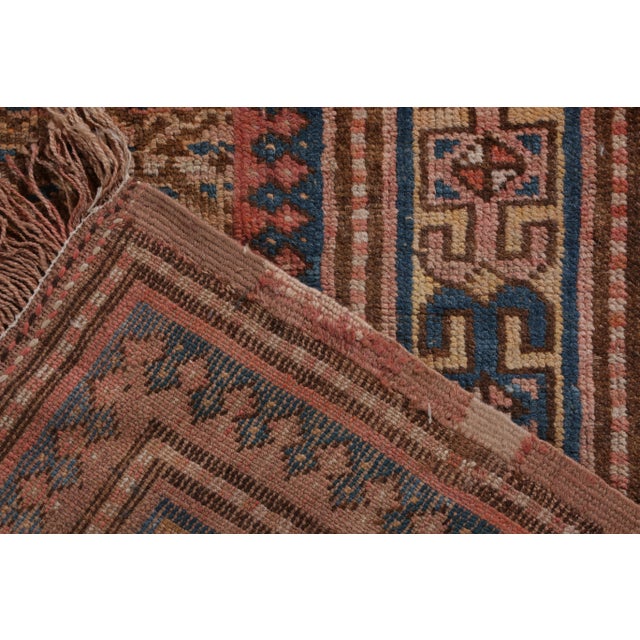 Hand-Knotted Antique Hamadan Rug in Beige Brown All Over Geometric Pattern For Sale In New York - Image 6 of 6