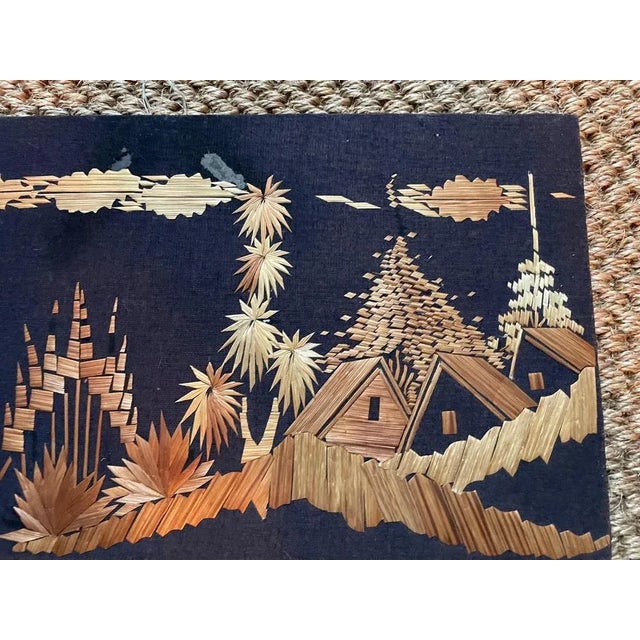 Mid-Century Modern Straw Marquetry Artwork, 20th Century For Sale - Image 3 of 4