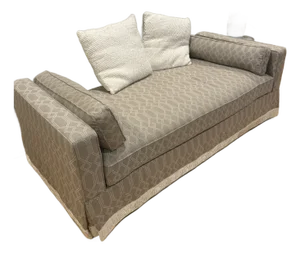 Cr Laine Layla 85” Upholstered Daybed | Custom Sunbrella Performance Fabric | Neutral Geometric Including Two Ivory Accent Pillows