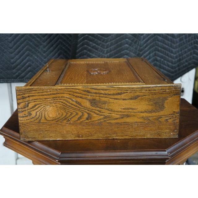 Antique Arts & Crafts Neoclassical Oak Apothecary Hanging Medicine Cabinet Curio For Sale - Image 17 of 18