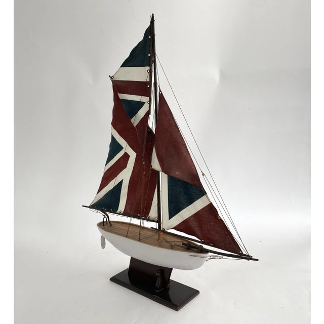 Wood Vintage English Pond Yacht Model Sailboat For Sale - Image 7 of 8
