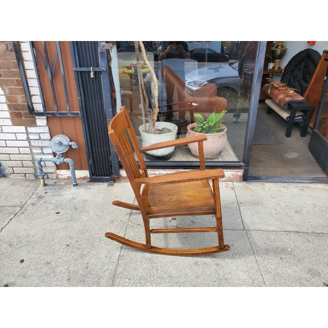 1920s Oak Rocking Chair For Sale - Image 4 of 12