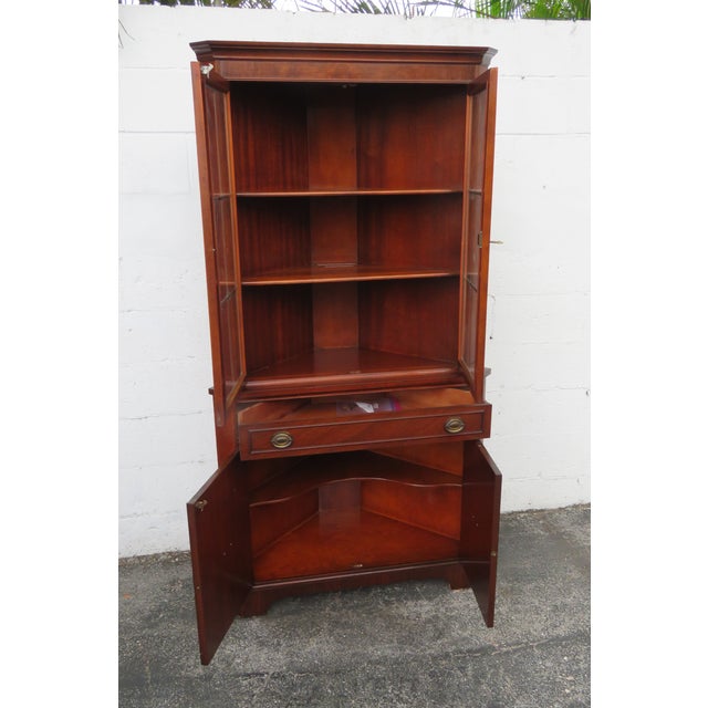 Traditional Mahogany Corner Display China Cabinet Cupboard For Sale - Image 3 of 12