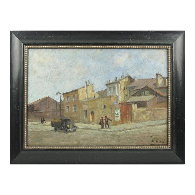 Street View in France, Oil on Canvas Painting by Renzo Gori For Sale