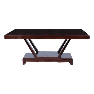 Art Deco Macassar Ebony Dining Table with End Drawers, 1930 For Sale