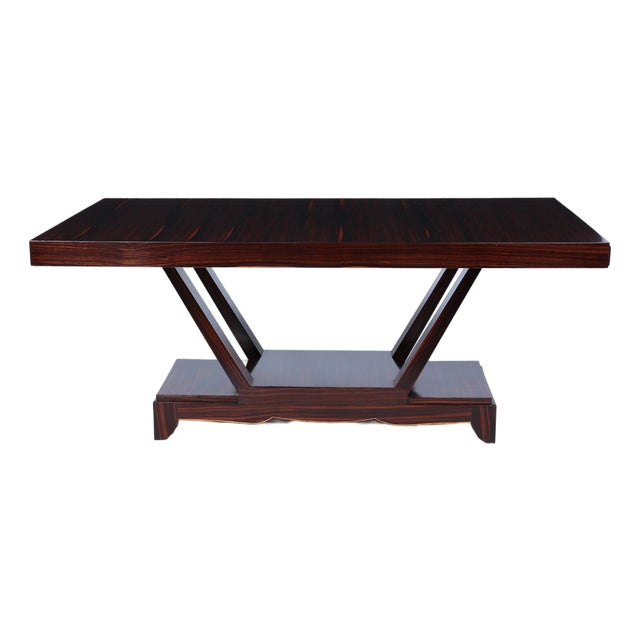 Art Deco Macassar Ebony Dining Table with End Drawers, 1930 For Sale
