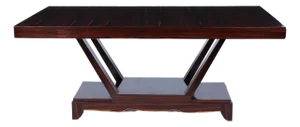 Art Deco Macassar Ebony Dining Table with End Drawers, 1930