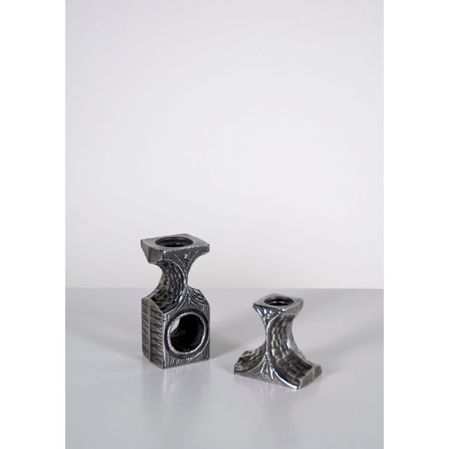 Brutalist Candlesticks in Stainless Steel by Olav Joa for Polaris, 1970s, Set of 2 For Sale - Image 7 of 7