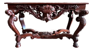 1940s Carved Mahogany Foyer Console Table