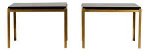 Chic 'Caisson' Solid Brass and Black Lacquer End Tables by Design Frères - a Pair