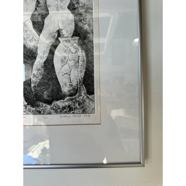 Black 1980's Jonathan Taintor " Reflections and a Vase " Etching, Framed For Sale - Image 8 of 12