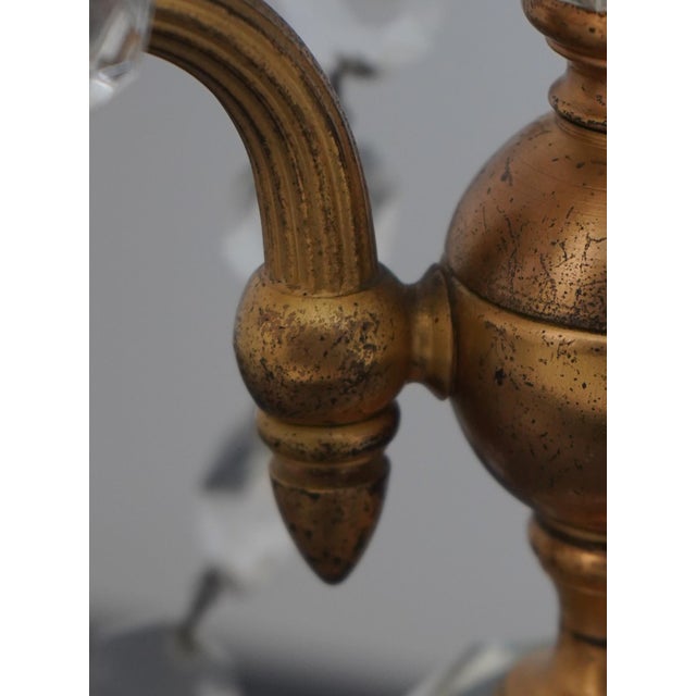 Pair of Vintage Brass & Crystal 3 Arm Candelabra Table Lamps For Sale - Image 11 of 14