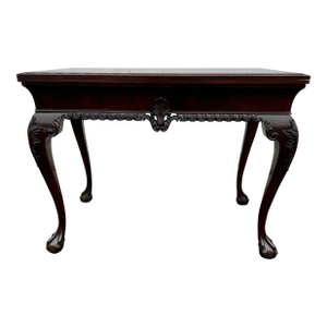 Vintage Chippendale Style Flip Top Mahogany Game Table Console Table