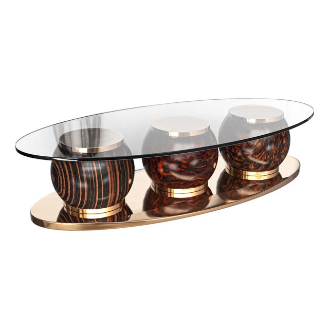 "Costiera" Coffee Table With Bronze, Handmade For Sale
