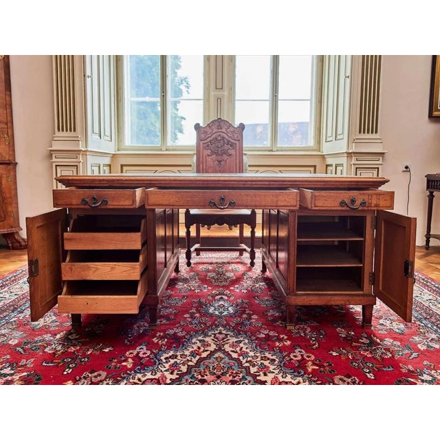 Large Antique Oak Desk For Sale - Image 12 of 14