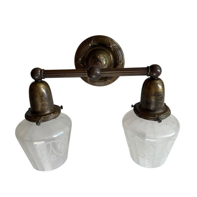 1900 - 1909 Antique Double Wall Sconce Completely Restored Original Patina For Sale - Image 5 of 8