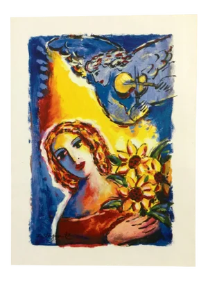 Modern Unframed Canvas Angelic Onlooker Zamy Steynovitz Signed Seriolithograph