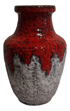 German Red and Gray Fat Lava Ceramic Vase from Bay, 1970s