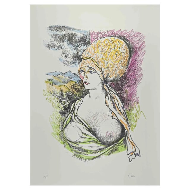 Renato Guttuso, Homage to Gustave Courbet, Lithograph, 1980s For Sale