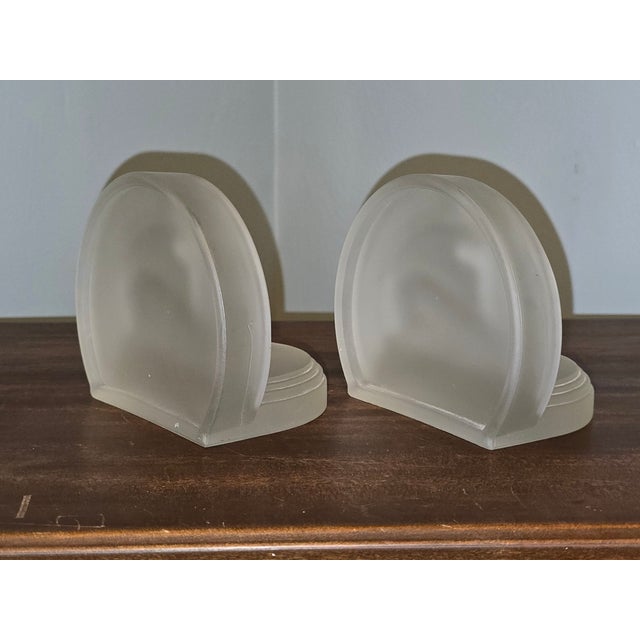 Art Deco Frosted Glass Gazelle Bookends – Czech, 1930s – Pair For Sale - Image 4 of 7