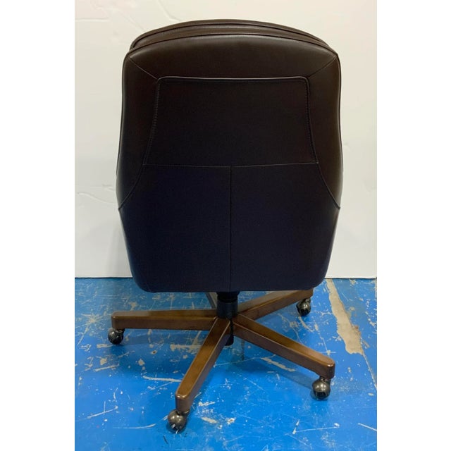 Modern Chocolate Brown Leather Desk Chair For Sale In Atlanta - Image 6 of 7