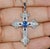 Certified Natural 2.15Cts vs F Diamond Sapphire 18k 750 Solid Gold Filigree Cross Pendant For Sale In Dallas - Image 6 of 11