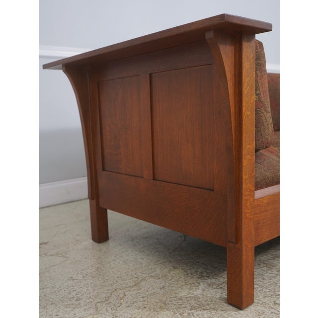 Stickley Stickley Mission Oak Arts & Crafts Tulip Upholstery Sofa For Sale - Image 4 of 18