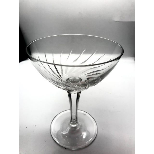 Transparent Antique Swirl Cut Crystal Champagne Coupes - Set of 12 For Sale - Image 8 of 9