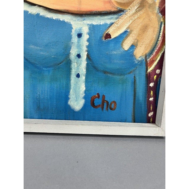 1970s Signed Cho Vintage Alice in Wonderland Style Painting Abstract Expressionism For Sale - Image 5 of 6
