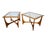 1960s Vintage Lane Silhouette Mid-Century Modern Walnut Side Tables, Pair – Sculptural X-Stretcher Base With Inset Glass Tops For Sale - Image 5 of 12