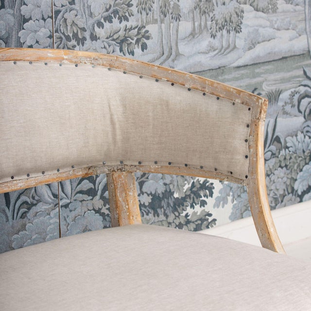 19th C. Swedish Gustavian Painted Barrel Back Sofa Bench With Splayed Legs For Sale - Image 15 of 18