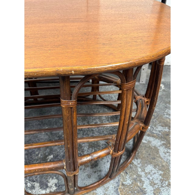1970s Italian Rattan & Wood Coffee Table, Circa 1970's For Sale - Image 5 of 12