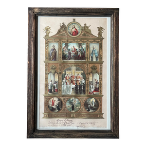 Antique French Gilded Religious Certificate, C. 1930's