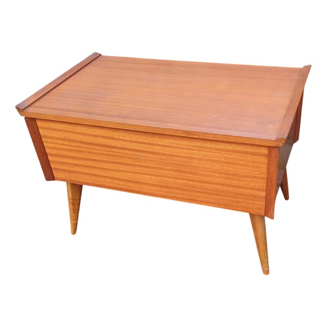 Large Mid-Century Wooden Workbox, 1960s For Sale
