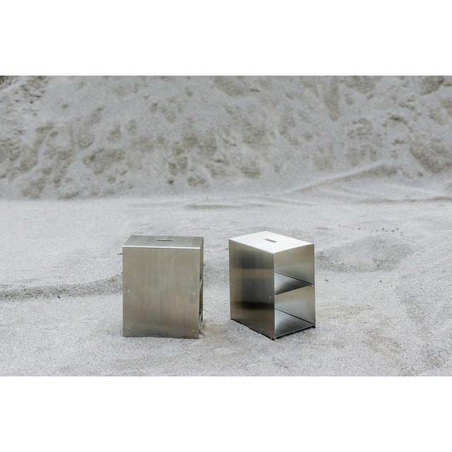 Cosmo Multifunctional Stool and Shelf in Brushed Stainless Steel by Form & Eisen For Sale - Image 16 of 18
