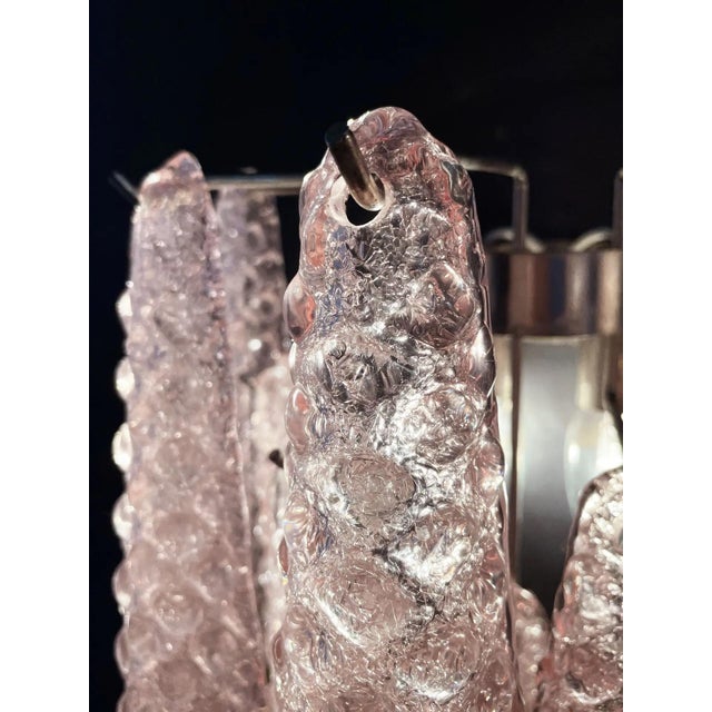 1960s Pink Murano Glass Wall Lamps with Drop-Shaped Prisms, 2000s, Set of 2 For Sale - Image 5 of 7