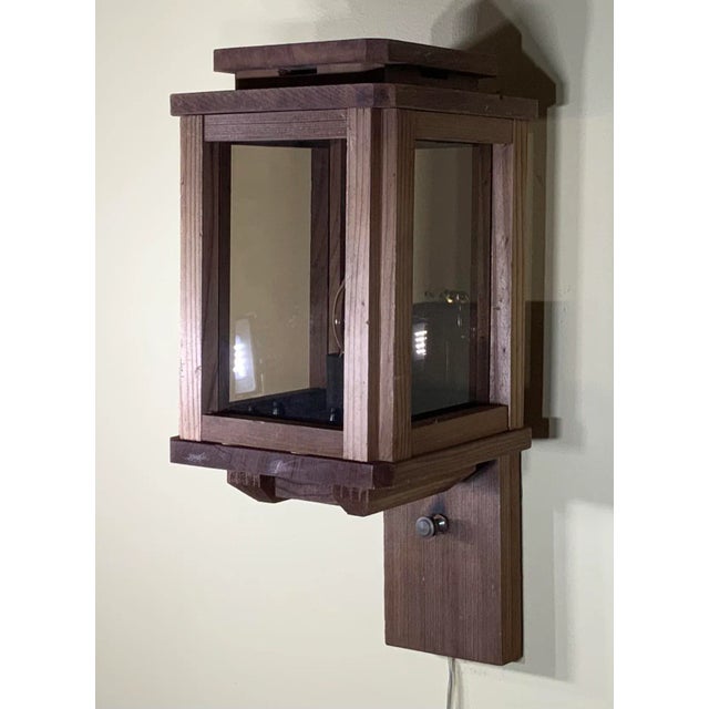 Brown Single Wood Wall Lantern For Sale - Image 8 of 12