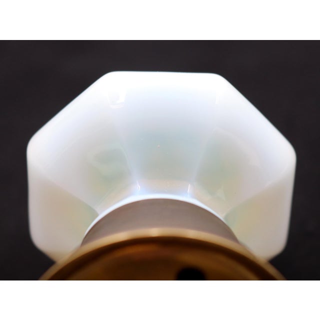 Antique Wide Shank Iridescent Milk Glass Door Knob Set For Sale - Image 6 of 6