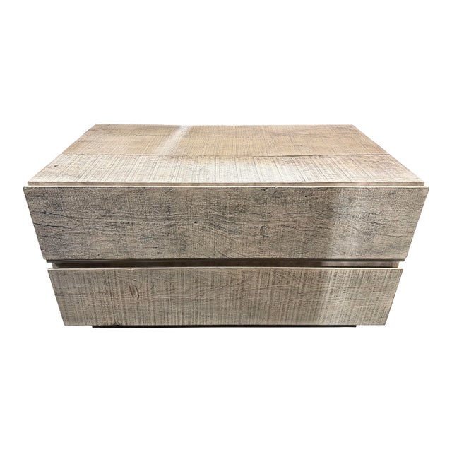 Restoration Hardware Rustic Wood Nightstand For Sale