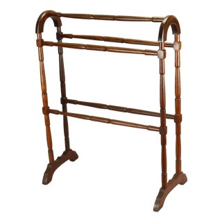 19th C. Victorian Quilt / Blanket Rack Stand Arched Turned Wood, New England For Sale