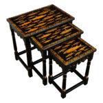 English Painted Nesting Tables with Découpage For Sale - Image 10 of 10