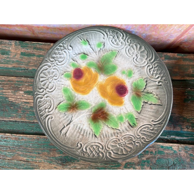 Antique Barbotine Plates, 1890s, Set of 4 For Sale - Image 4 of 10