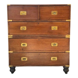 19th Century English Mahogany Campaign Chest For Sale